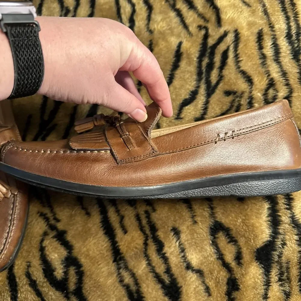 Dockers Men's Shoes 11 M Brown Sinclair Leather Dress Kiltie Tassel Loafers EUC